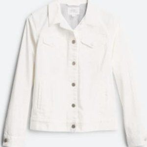 Market & Spruce Camila Boyfriend White Denim Jacket.